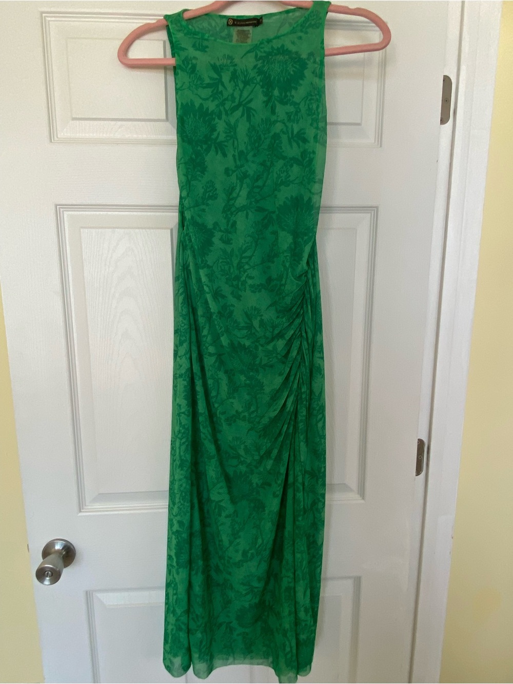 Vix Paula Hermanny Sleeveless Green Floral Mesh Maxi Bathing Suit Cover Up Dress